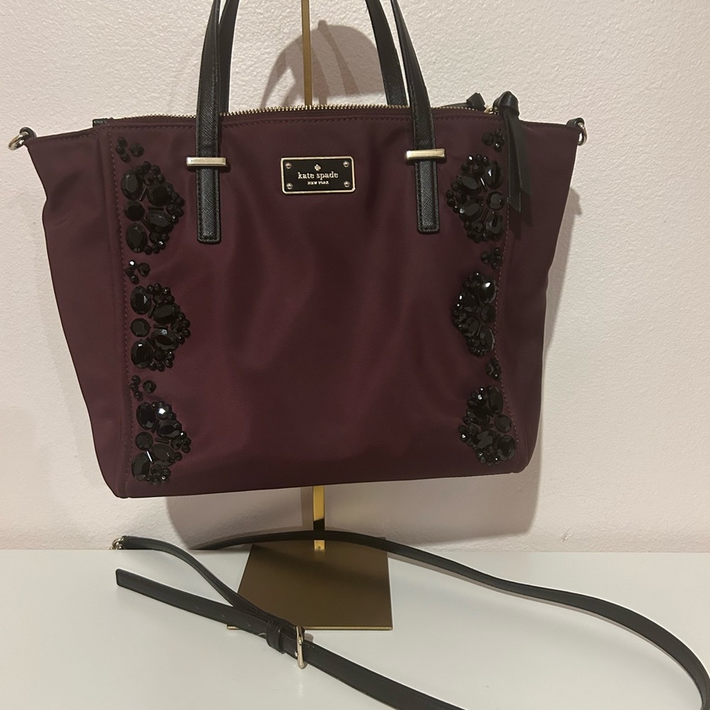 ❌SOLD❌Kate Spade Burgundy Tote with Black Embellishments
